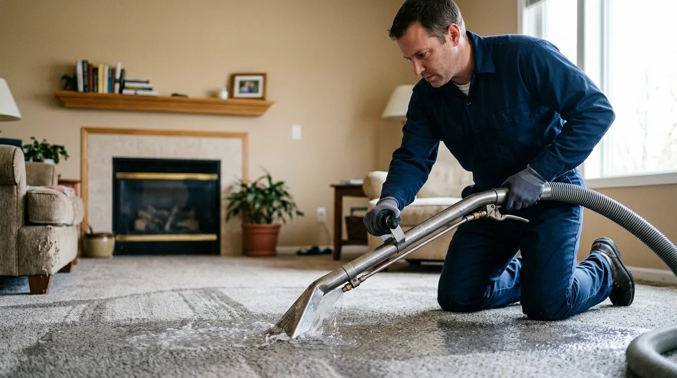 Water damage restoration technician working near Princeton, WI